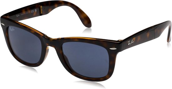 Opvouwbare Wayfarer zonnebril 50mm - vierkant model in havana met donkergrijze glazen