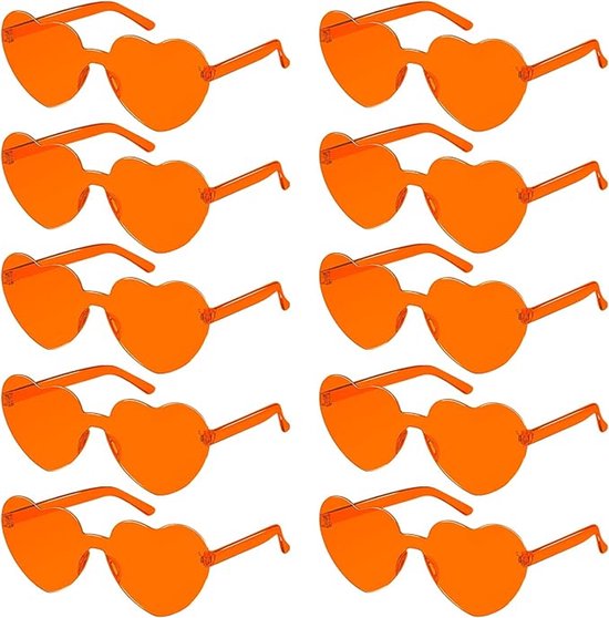 Oranje Zonnebril - Hartbril - Bril - Glazen - Carnaval - Festival - Zonnebril - Unisex - Grappige bril - Hartjes - Oranje - Koningsdag - WK - Feestdecoraties - voor dagelijks gebruik, feest, vakantie, festival, als fotorekwisieten - 10 stuks van Merkloos