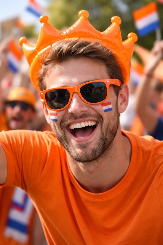 Oranje Zonnebril Koningsdag Accessoires Festival Bril WK Oranje Bril Heren Dames van Merkloos