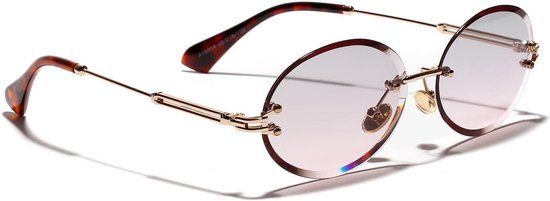 Ovale Randloze Zonnebril voor Dames en Heren met UV400 Bescherming van Merkloos