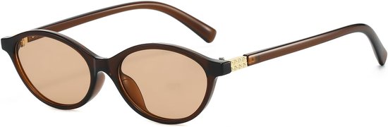Ovale retro zonnebril voor dames, ovale zonnebril kattenoog Y2K kleine vintage jaren 90 mode UV400-bescherming