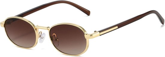 Ovale retro zonnebril voor vrouwen en mannen uit de jaren 90, klein, rond, vintage zonnebril, metalen frame, UV400