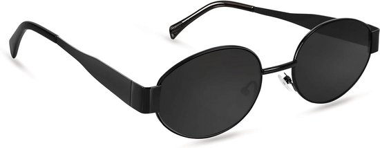 Ovale Zonnebril - Dames Heren - Bescherming Tegen Zon - Krasbestendige Glazen - 55 mm Lensbreedte - Zwart