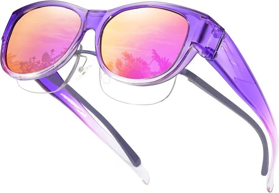 Oversized Past op zonnebril Mirrored Polarized Lens Cateye voor Dames Driver Goggles Over Bril Lichtgewicht
