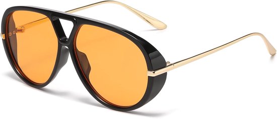 Oversized pilotenzonnebril voor dames en heren, trendy grote dubbele brugschild zonnebril, modieuze jaren 70, grote tinten