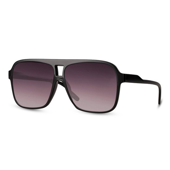 Oversized zonnebril - Festival bril - Met zwarte gradient glazen en UV400 bescherming van Merkloos
