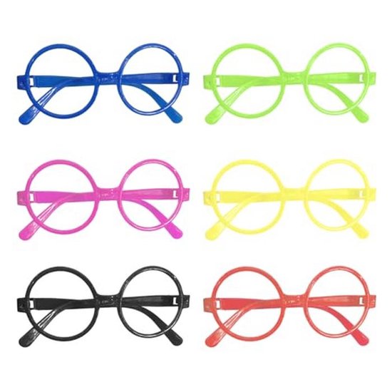 Pack van 6 Ronde Kinderbril - Mode Brillen voor Kinderen, Feestelijke Zonnebrillen in Diverse Kleuren van Merkloos