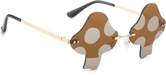 Paddenstoel Zonnebril - Frameloos Ontwerp - Feestelijke Accessoire - UV400 Bescherming - 58 mm Lensbreedte - Gekleurd