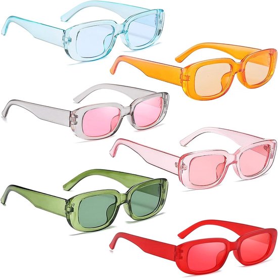 Party Zonnebrillen Set - Vintage Brillen - Feest Accessoires - UV400 Bescherming - 52cm Lensbreedte - Kleurrijk van Merkloos