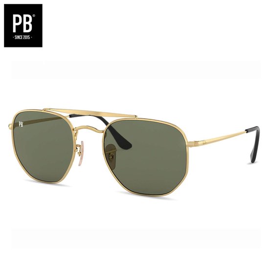PB Sunglasses - Bridge Gold Classic Large. - Gepolariseerd - Zonnebril heren en dames - Extra neusbrug - Goud metalen frame van PB Sunglasses