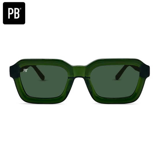PB Sunglasses - Dijon Olive - Zonnebril heren en dames - Olijfgroen - Gepolariseerd - Rechthoekige zonnebril - 100% stevig acetaat frame van PB Sunglasses