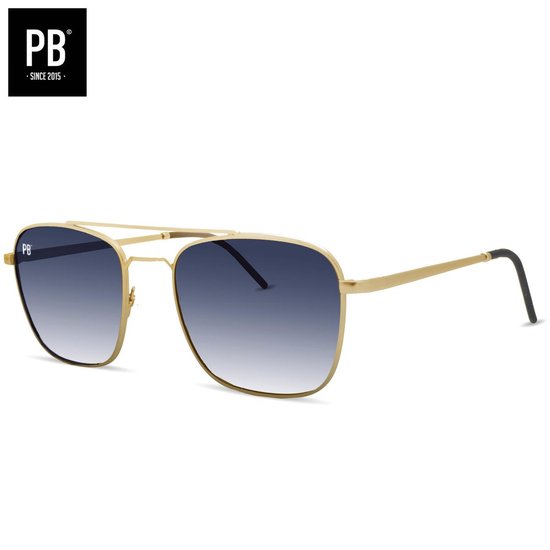 PB Sunglasses - Legend Gold Gradient Blue. - Zonnebril heren en dames - Gepolariseerd - Gouden metalen frame - Stijlvolle neusbrug van PB Sunglasses