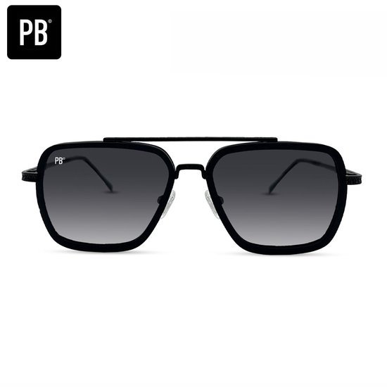 PB Sunglasses Mason Black. - Zonnebril heren & dames - Gepolariseerd - Sterk acetaat frame - Klassiek zwart design