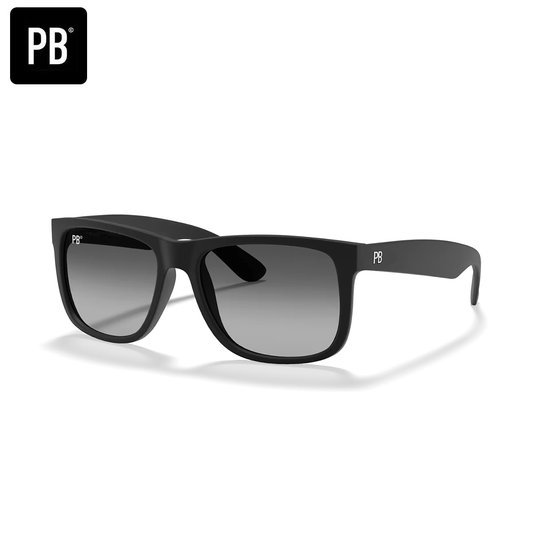 PB Sunglasses - Vermont Matte Black - Zonnebril heren en dames - Gepolariseerd - Mat zwart frame - Vierkante zonnebril - 100% Acetaat frame van PB Sunglasses