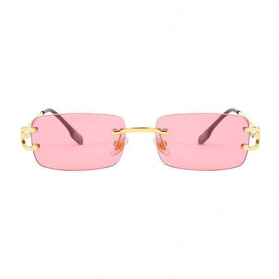 PBLIQ® Zonnebril Randloos - Heren - Dames - Rose - Goud van Merkloos