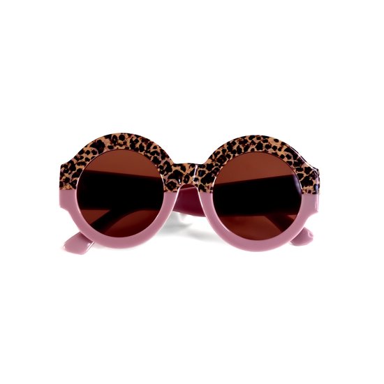 Peuter Zonnebril – UV400 – LittleJo – Leopard Dark Rose van Merkloos