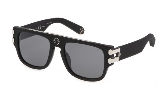 Philipp Plein Spp011v Zonnebril Zwart Smoke/Mirror Silver / CAT3 Man van Merkloos