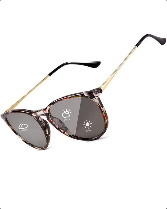 Photochromatische Zonnebril Unisex - Polarized Retro Ronde Glazen - UV400 van Sunglassess Fashion