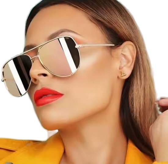 Piloten bril Roze Goud - Spiegelglas - Dames Fashion - Zonnebril - Zomer - Bril van Merkloos