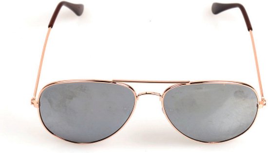 Piloten Zonnebril- Brons montuur, grijze glazen. van Merkloos