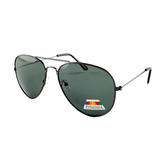 Piloten Zonnebril Heren Dames - Gepolariseerd Polariserend - Gun Zwart - Zwarte Glazen van Pilot