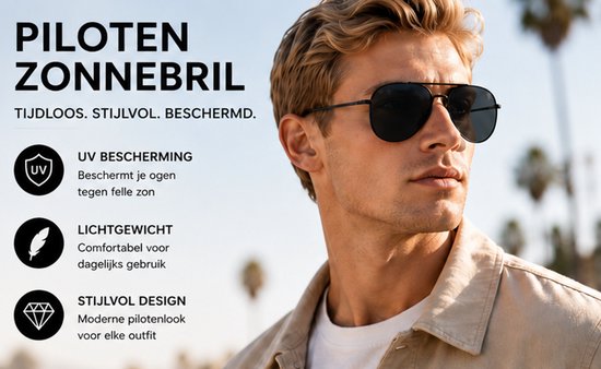 Piloten Zonnebril Unisex - Zwart Montuur met Grijze Glazen - UV Bescherming - Voor Autorijden & Vakantie
