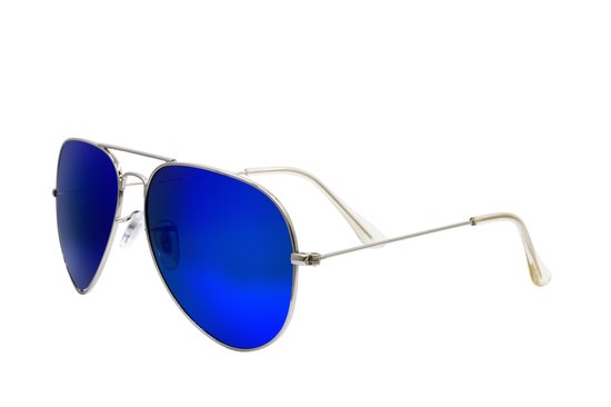 Piloten Zonnebril- Zilver montuur, blauwe glazen. van Ray-Ban