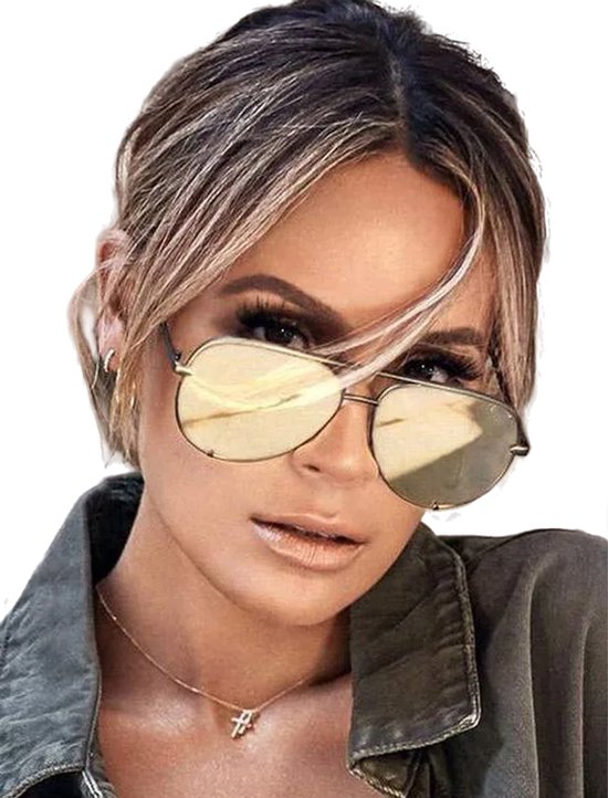 Pilotenbril Goud - Spiegelglas - Dames Fashion - Zonnebril - Zomer - Bril van Merkloos