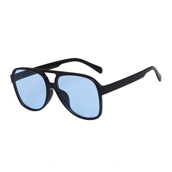 Pilotenbril - Zonnebrillen - Festival bril - Rave bril - Glasses - Classic model - Zwart - Blauwe glazen van Pilot