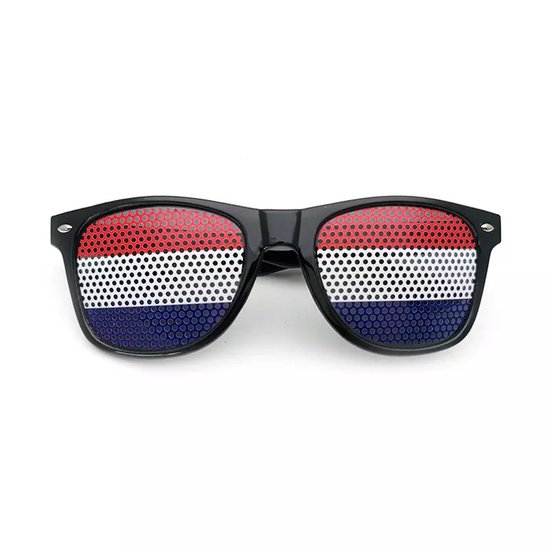 Pinhole zonnebril Nederlandse vlag - Festival bril - Rave bril - Glasses - Koningsdag - EK voetbal - Rood/wit/blauw van Themakledinghuis