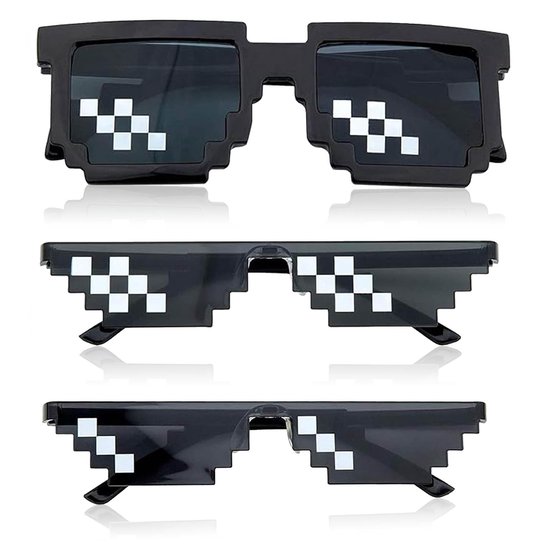 Pixelbril Set van 3 - Grappige Mozaïekbril - UV400 Bescherming van Merkloos