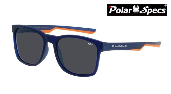 Polar Specs® Polariserende Zonnebril Traveller Sport PS9016 - Mat Blauw/Oranje - Polariserend Zwart - Medium/Large van Pol