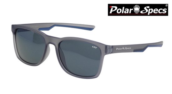 Polar Specs® Polariserende Zonnebril Traveller Sport PS9016 – Mat Grijs/Blauw – Polariserend Zwart – Medium/Large