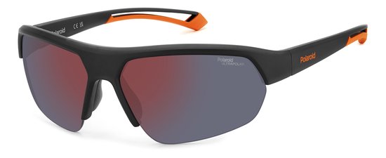 Polaroid Speedy Black& Orange Half Rim UltraPolar Zonnebril Lichtgewicht Halfopen Bril Spiegellenzen van Polaroid