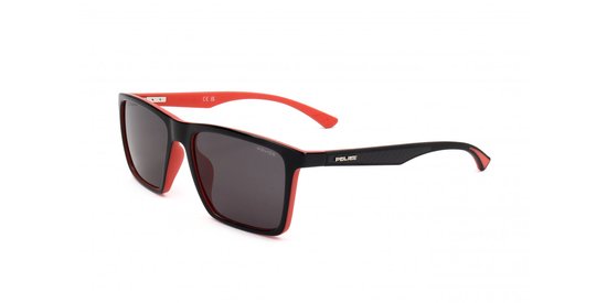 Police SPLN26 Shiny black with semi matt red parts 54/17/145 MAN Zonnebrillen van Merkloos
