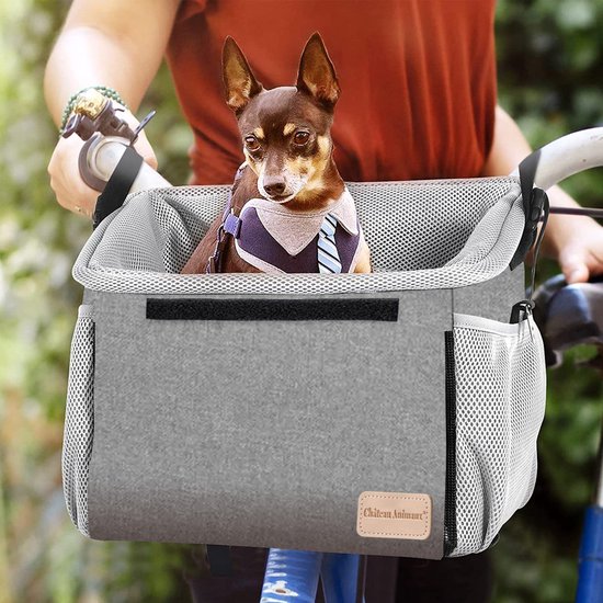 Premium Château Animaux® Fiets Mand voor Hond - Fietstas - Hondenmand fiets - Multifunctionele Afneembare Fiets Tas - Schoudertas - Rugtas voor Dier - Fietsmand Hond Voorop - 30x40x35 van Château Animaux®