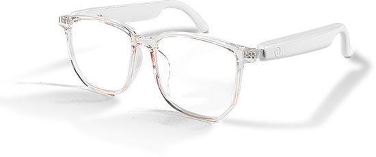 PULUZ Modezonnebril - Bluetooth-bril - Slimme bril - Anti-blauwlichtbril met UV400-bescherming, muziek-/oproep-/spraakassistent, geschikt voor reizen/vrije tijd/entertainment/modeaccessoires (transparant montuur + anti-blauwlichtlenzen) van Merkloos