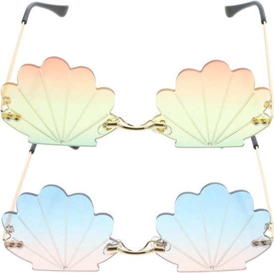 Randloze Bril - Grappige Zonnebril - Feest Accessoire - Unieke Schelp Vorm - 14 x 14 x 5.4 cm