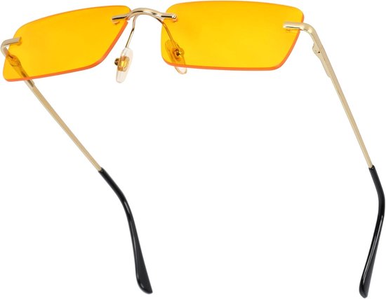 Randloze Zonnebril Dames Heren, Vintage Rechthoekige Zonnebril Frameloze Mode Kleine Bril Randloos voor Vrouwen en Mannen UV400 Bescherming Feestbril