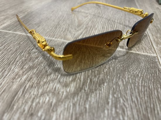 Randloze Zonnebril / mannen bril / zomerbril/ bril/ brillen mode / mannen /dames bril / heren / heren zonnebril / zonnebril zonder rand / zomer bril / vakantie bril / mannen/vrouwen accessoires/ bruine bril / randloze bril /goude p /dames bril /zomer van Merkloos