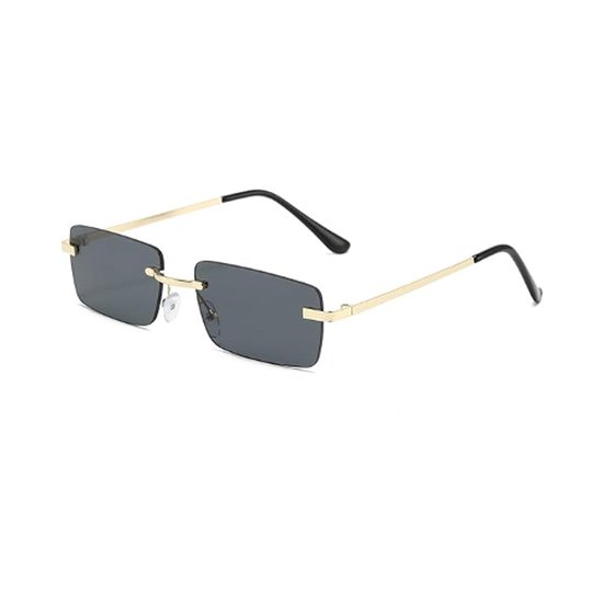 Randloze Zonnebril – Ultra-Klein Rechthoekig Blauw Frame voor Zonnebril Heren en Zonnebril Dames Zonnebrillen - Grijs