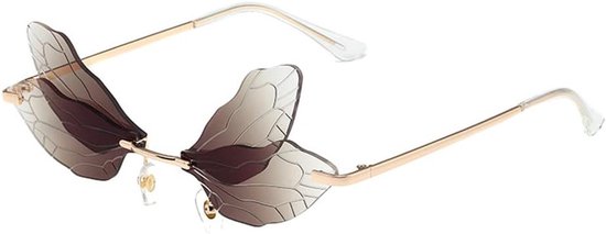 Randloze Zonnebril Vleugelvormige Vlinder Fairy Shades Bril Mode Party Zonnebril voor Vrouwen Mannen
