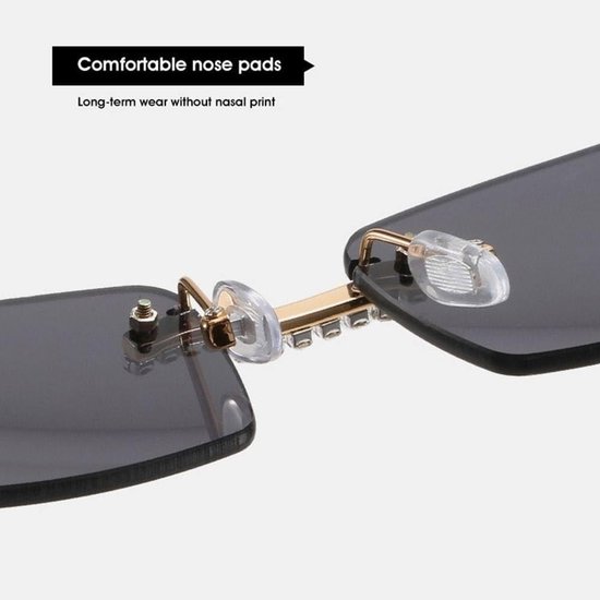 Randloze zonnebril voor mannen Women rechthoek Retro Sun Glaas Mode Shades UV400 voor fietsreizen in de buitenlucht van Merkloos