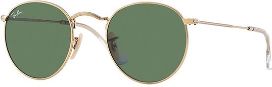 Ray-Ban 3447 001, Round, goudkleurig, groengrijze glazen, maat 47 van Merkloos