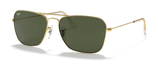 Ray-Ban Caravan RB3136 Goud/Groen 58mm van Merkloos