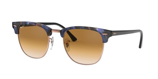 Ray-Ban Clubmaster Fleck/ Spotted Blue & brown tortoise , Black/ Light Brown Gradiënt Maat: Small (49) - Zonnebril - - RB3016 125651 van Merkloos