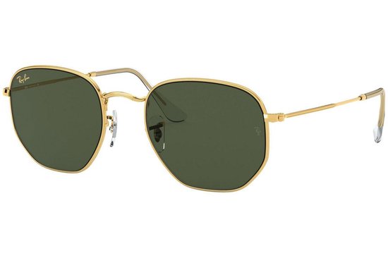 Ray-Ban Hexagonal Legend Gold/ Green Classic G15 Gold Icon Maat: Medium (51) - Zonnebril -  - RB3548 919631 van Ray-Ban