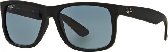 Ray-Ban RayBan Justin Classic Polarized zonnebril - zwart montuur met blauwe klassieke lenzen - 54 mm - RB4165 622/2V 54-16 van Merkloos