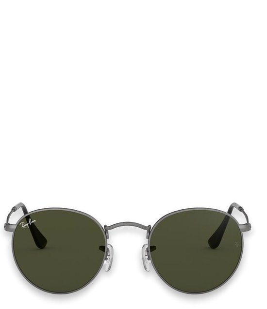 Ray-Ban RayBan Round Metal zonnebril - staalgrijs montuur met groene klassieke G-15 lenzen - 50 mm - RB3447 029 50-21 van Merkloos