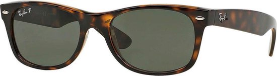 Ray-Ban RB2132 902/58 - New Wayfarer (Classic) - zonnebril - Tortoise / Groen Klassiek G-15 - Gepolariseerd - 52mm van Merkloos